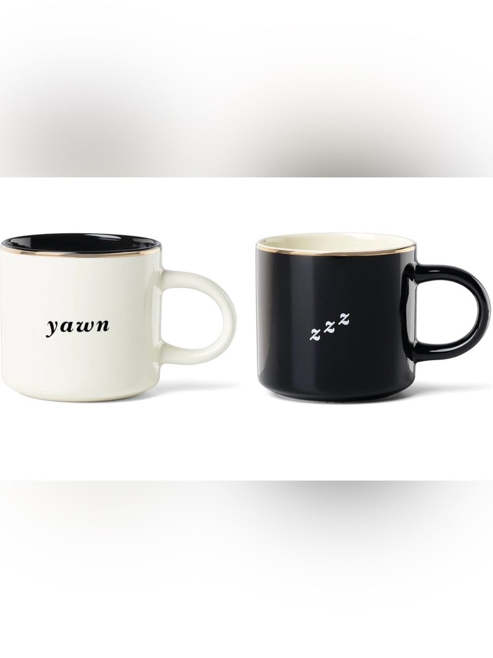Kate Spade Lenox Collaboration Ceramic Black & Cream Sleepy Zzz Mug Set